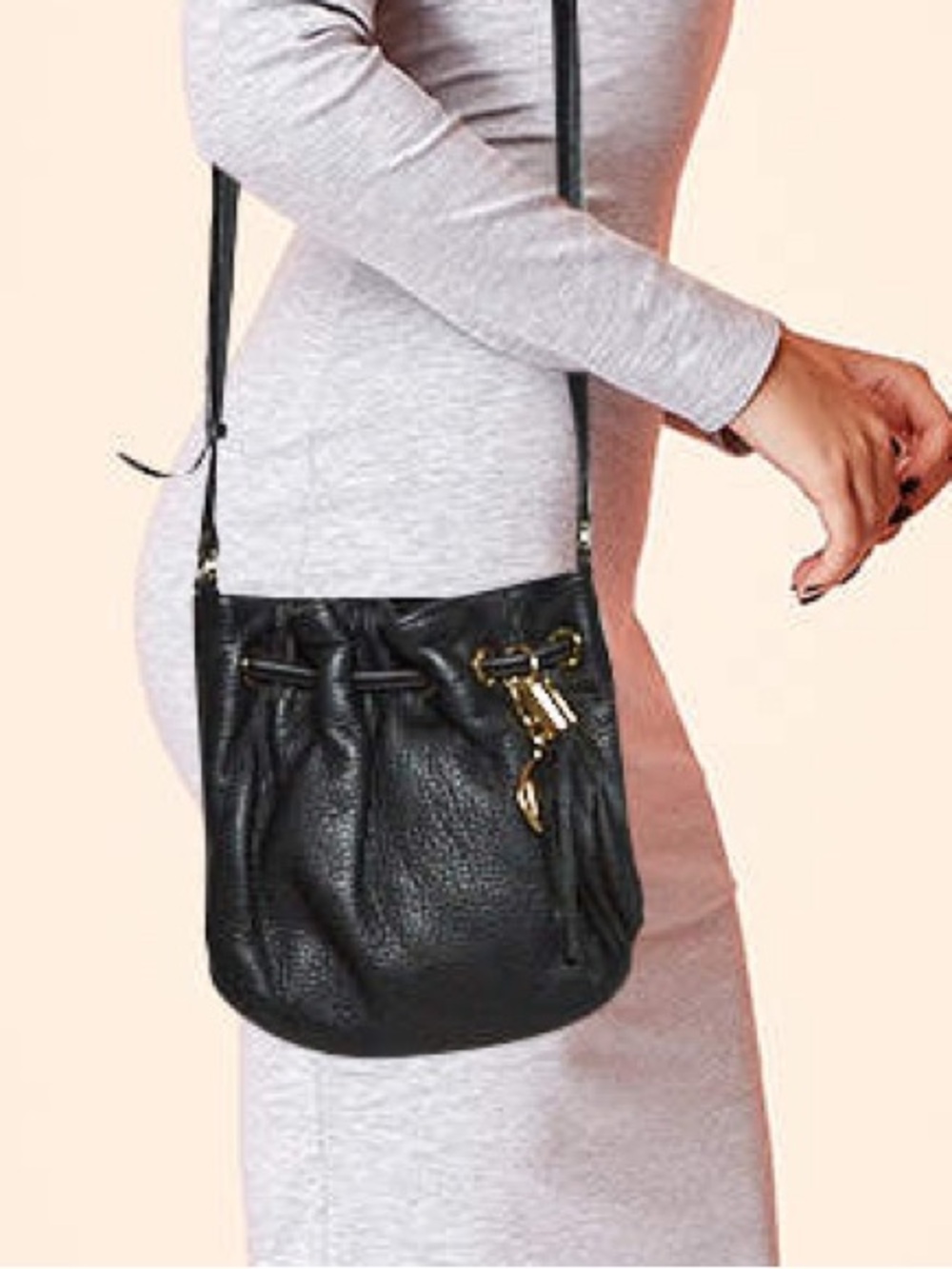 Michael kors black Pebbled leather tassel crossbody bag